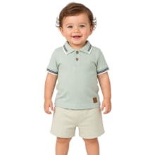 Conjunto Masculino Polo Trabalhada e Bermuda Moletinho A5080 - Alakazoo