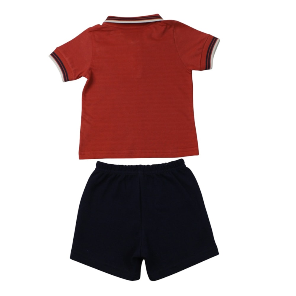 Conjunto Masculino Polo Trabalhada e Bermuda Moletinho A5080 - Alakazoo