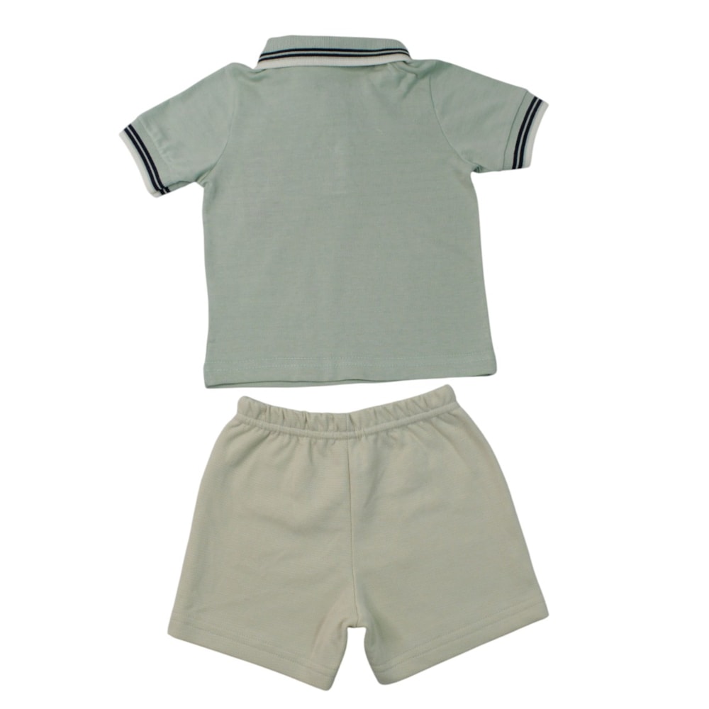 Conjunto Masculino Polo Trabalhada e Bermuda Moletinho A5080 - Alakazoo