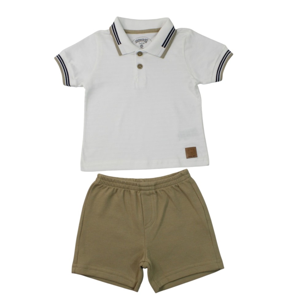 Conjunto Masculino Polo Trabalhada e Bermuda Moletinho A5080 - Alakazoo