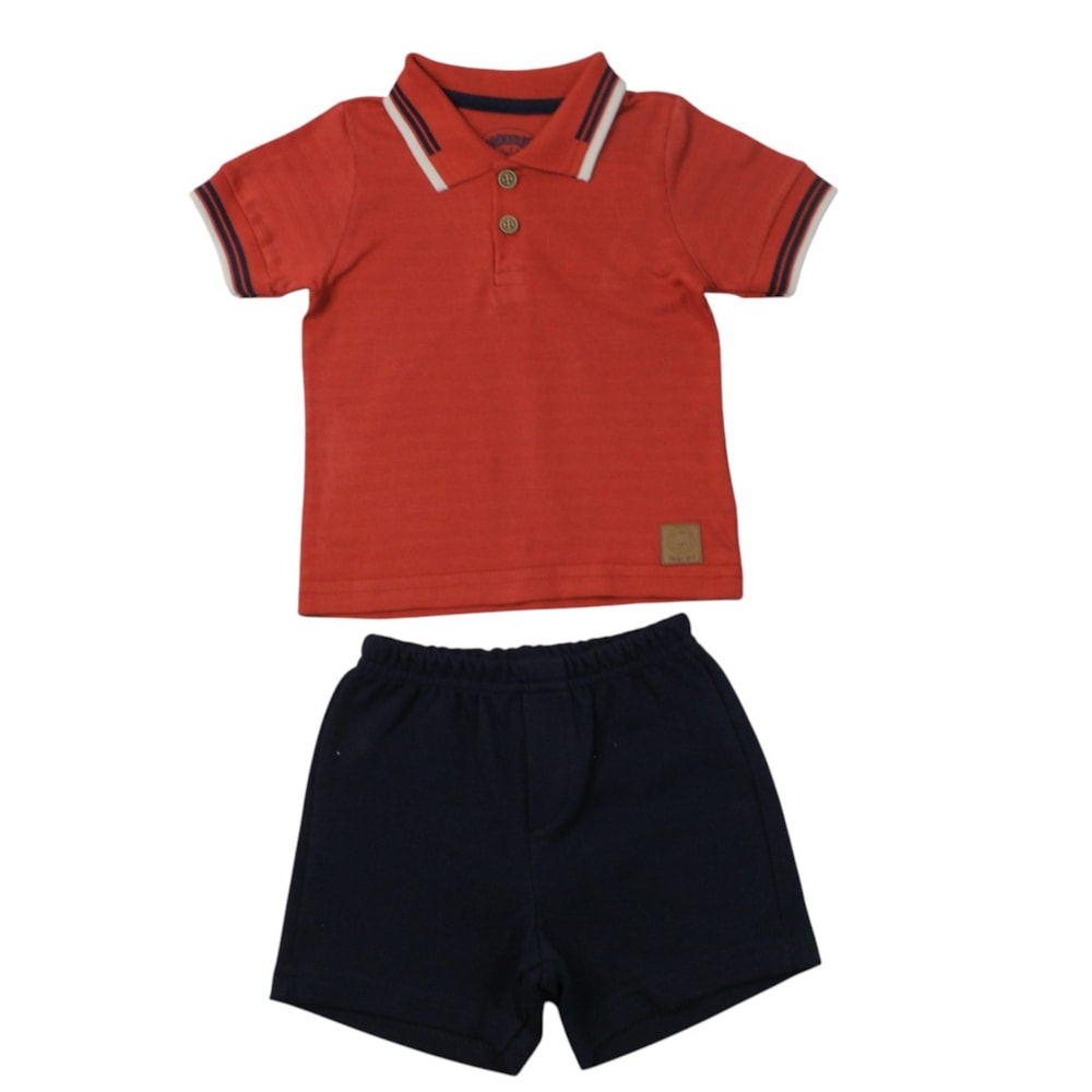 Conjunto Masculino Polo Trabalhada e Bermuda Moletinho A5080 - Alakazoo
