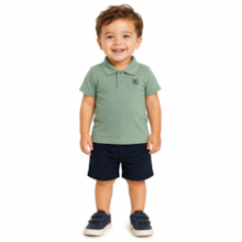 Conjunto Masculino Polo Trabalhada e Bermuda Sarjada 47103 - Rei Rex