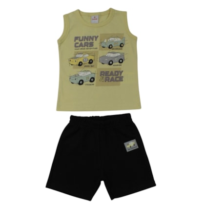 Conjunto Masculino Regata Carros e Bermuda Moletinho  27472 - Brandili