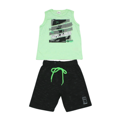 Conjunto Masculino Regata com Bermuda Moletinho Dino 201150 - Elian