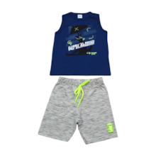 Conjunto Masculino Regata com Bermuda Moletinho Dino 201150 - Elian