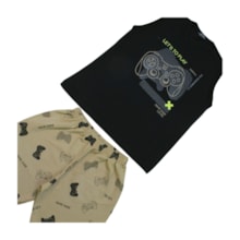 Conjunto Masculino Regata e Bermuda Moletinho Estampa Controle 3098 - Cleomara      