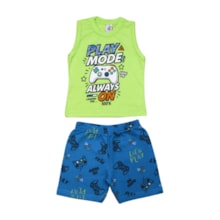 Conjunto Masculino Regata e Bermuda Moletinho Estampa Controle 80 - Cleomara