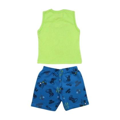 Conjunto Masculino Regata e Bermuda Moletinho Estampa Controle 80 - Cleomara