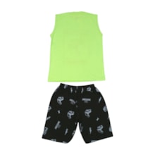 Conjunto Masculino Regata e Bermuda Moletinho Estampa Dino 3098 - Cleomara     