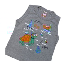 Conjunto Masculino Regata e Bermuda Moletinho Estampa Fundo do Mar  80 - Cleomara