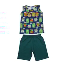 Conjunto Masculino Regata e Bermuda Moletinho Estampas Sortidas 9002486- Pipa