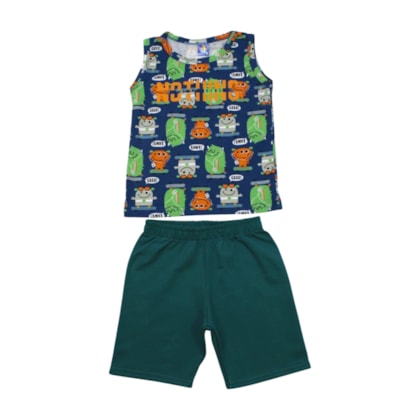 Conjunto Masculino Regata e Bermuda Moletinho Estampas Sortidas 9002486- Pipa