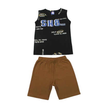 Conjunto Masculino Regata e Bermuda Moletinho Estampas Sortidas 9002548- Pipa