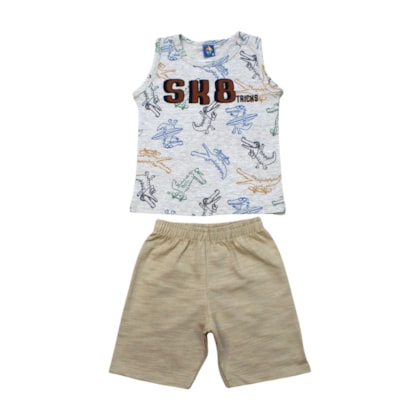 Conjunto Masculino Regata e Bermuda Moletinho Estampas Sortidas 9002548- Pipa