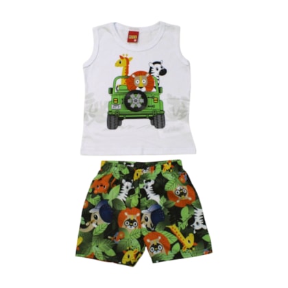 Conjunto Masculino Regata e Bermuda Tactel Estampada Safari 1001060 - Kyly