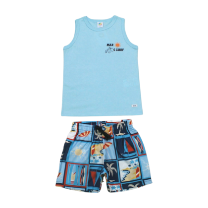 Conjunto Masculino Regata e Bermuda Tactel Surf 72090 - Alenice 