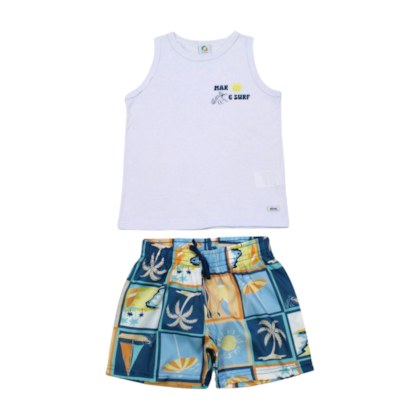 Conjunto Masculino Regata e Bermuda Tactel Surf 72090 - Alenice 