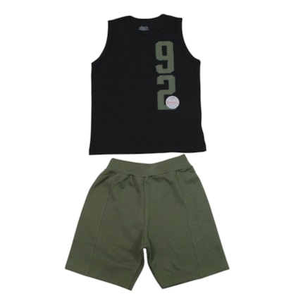 Conjunto Masculino Regata Estampa 92 e Bermuda Moletinho 35025 - Bicho Bagunça