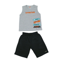 Conjunto Masculino Regata Estampa Adventure e Bermuda Moletinho 07907 - Dino Boy 