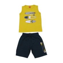 Conjunto Masculino Regata Estampa Barcos e Bermuda Moletinho 1001348 - Kyly