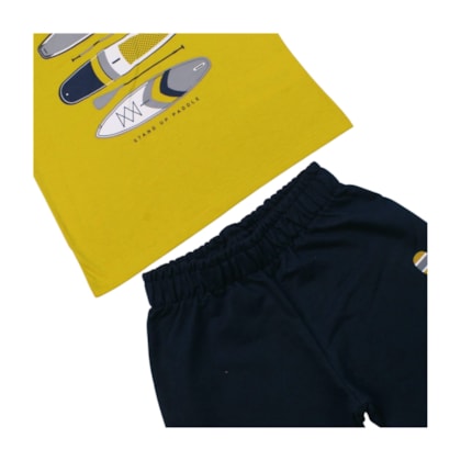 Conjunto Masculino Regata Estampa Barcos e Bermuda Moletinho 1001348 - Kyly      