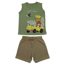 Conjunto Masculino Regata Estampa Bichos e Bermuda Moletinho 27200 - Brandili