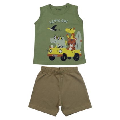 Conjunto Masculino Regata Estampa Bichos e Bermuda Moletinho 27200 - Brandili