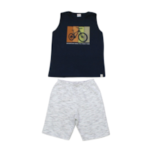 Conjunto Masculino Regata Estampa Bike e Bermuda Moletinho 11274 - Kaiani 