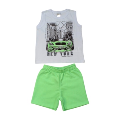 Conjunto Masculino Regata Estampa Carro e Bermuda Moletinho 19123 - Boca Grande