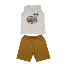 Conjunto Masculino Regata Estampa Carros e Bermuda Moletinho 47000 - Rei Rex 