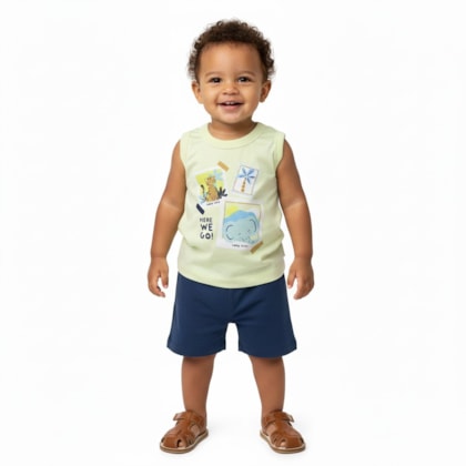 Conjunto Masculino Regata Estampa Coqueiros e Bermuda Moletinho 27394 - Brandili