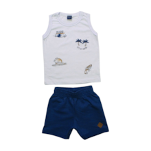 Conjunto Masculino Regata Estampa Coqueiros e Bermuda Moletinho 4315 - Dila     