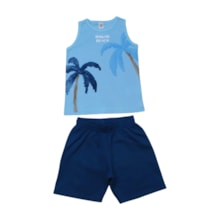 Conjunto Masculino Regata Estampa Coqueiros e Bermuda Moletinho 71344 - Alenice 