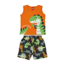 Conjunto Masculino Regata Estampa Dino e Bermuda Moletinho 1001328 - Kyly