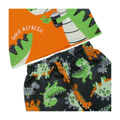 Conjunto Masculino Regata Estampa Dino e Bermuda Moletinho 1001328 - Kyly