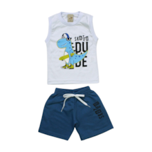 Conjunto Masculino Regata Estampa Dino e Bermuda Moletinho 24952 - Leb  