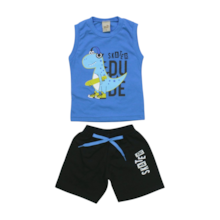 Conjunto Masculino Regata Estampa Dino e Bermuda Moletinho 24952 - Leb  