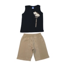 Conjunto Masculino Regata Estampa Dinossauro e Bermuda Moletinho 18300 - Teddy         