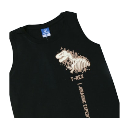 Conjunto Masculino Regata Estampa Dinossauro e Bermuda Moletinho 18300 - Teddy         