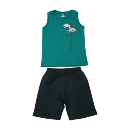 Conjunto Masculino Regata Estampa Dinossauro e Bermuda Moletinho 18300 - Teddy