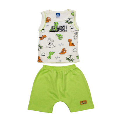 Conjunto Masculino Regata Estampa Dinossauros e Bermuda Moletinho 17593 - Teddy 