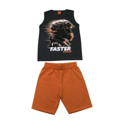 Conjunto Masculino Regata Estampa Faster e Bermuda Moletinho 1001097 - Kyly