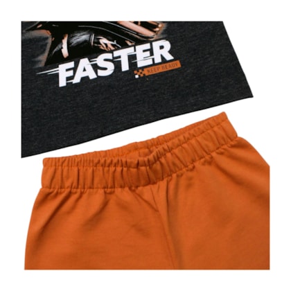 Conjunto Masculino Regata Estampa Faster e Bermuda Moletinho 1001097 - Kyly