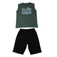 Conjunto Masculino Regata Estampa Island e Bermuda Moletinho 27210 - Brandili