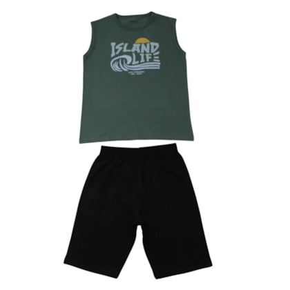 Conjunto Masculino Regata Estampa Island e Bermuda Moletinho 27210 - Brandili