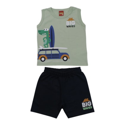 Conjunto Masculino Regata Estampa Jacaré e Bermuda Moletinho 1001864 - Kyly