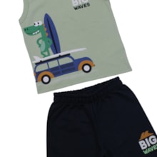 Conjunto Masculino Regata Estampa Jacaré e Bermuda Moletinho 1001864 - Kyly