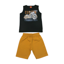 Conjunto Masculino Regata Estampa Moto e Bermuda Moletinho 1001077 - Kyly 