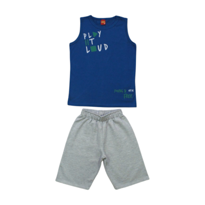 Conjunto Masculino Regata Estampa Play e Bermuda Moletinho 1000400 - Kyly 