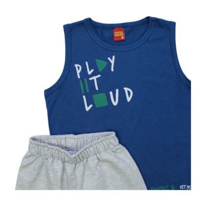 Conjunto Masculino Regata Estampa Play e Bermuda Moletinho 1000400 - Kyly 